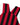 Close-up back view of bamboo striped overalls in red and black